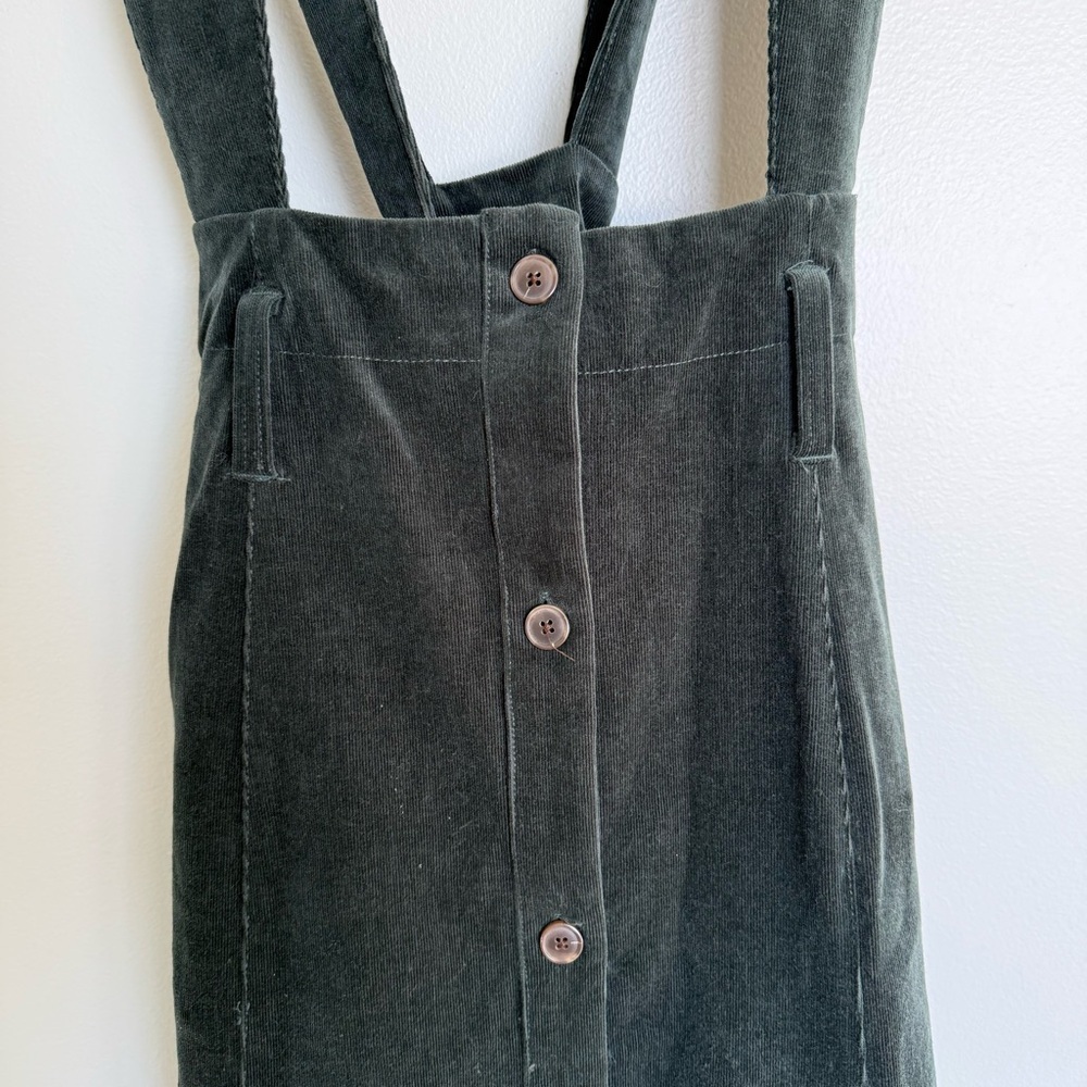 Anthropologie Maeve Dark Turquoise Corduroy Pinafore Skirt - Picture 5 of 8